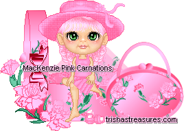 MacKenzie Dolls With
Pink Carnations Hat Boxes & Easter Eggs